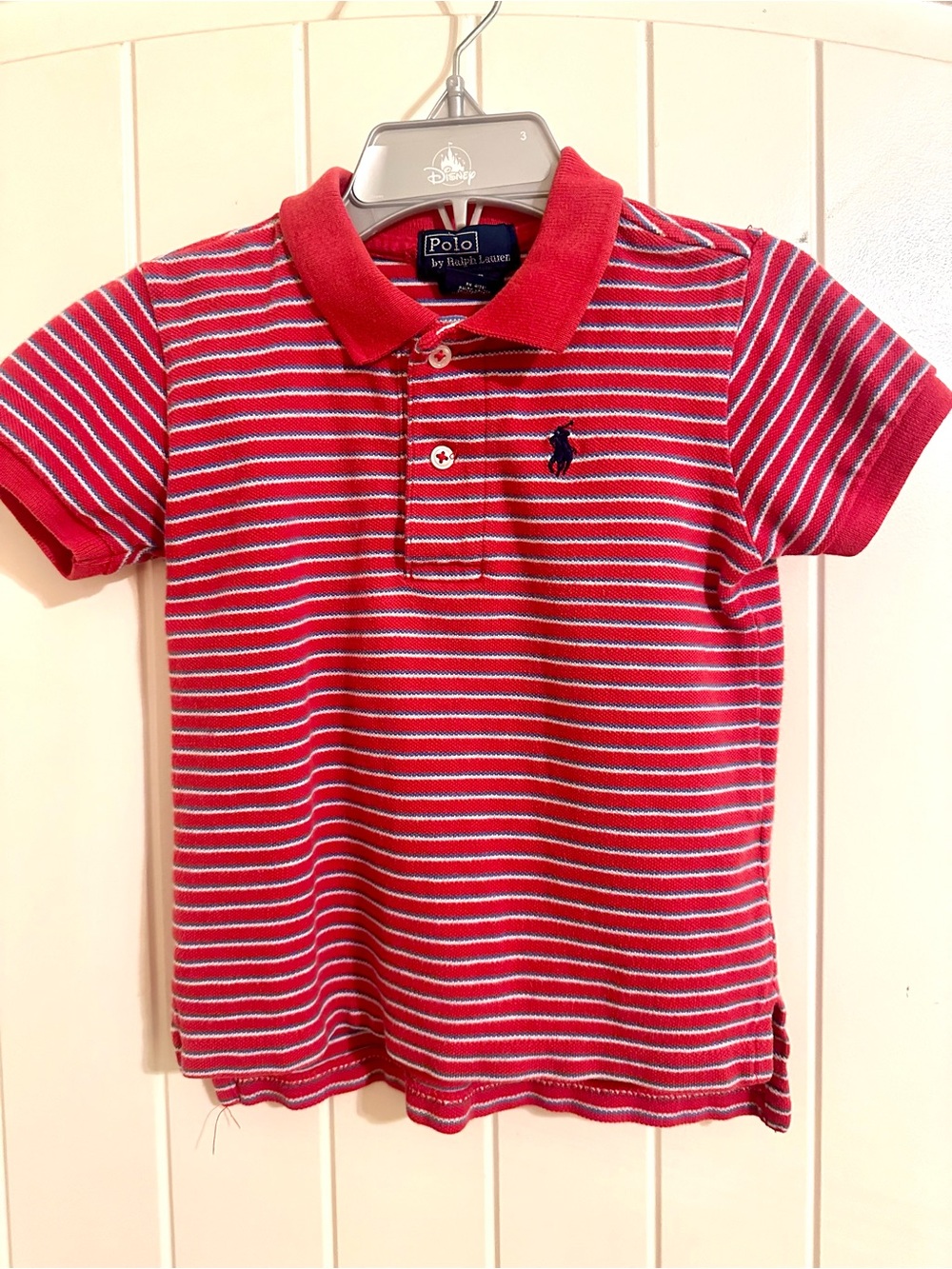 Polo by Ralph Lauren Red Striped Polo with Navy Logo